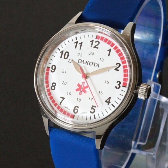 Dakota Accessories - Dakota RN Quartz Nurse Watch Blue Rubber Strap Japanese Movement 35mm